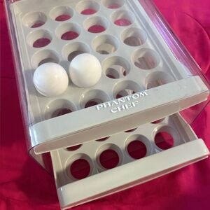 Phantom Chef 40 Egg K-cup Pod Storage Organizer White Fridge Bin Box Drawer